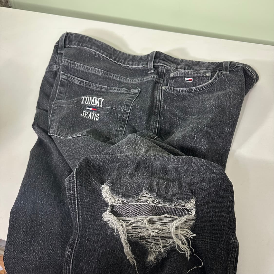 34 XL 타미진스 와이드핏 빈티지블랙워시드 데님팬츠 상품이미지1