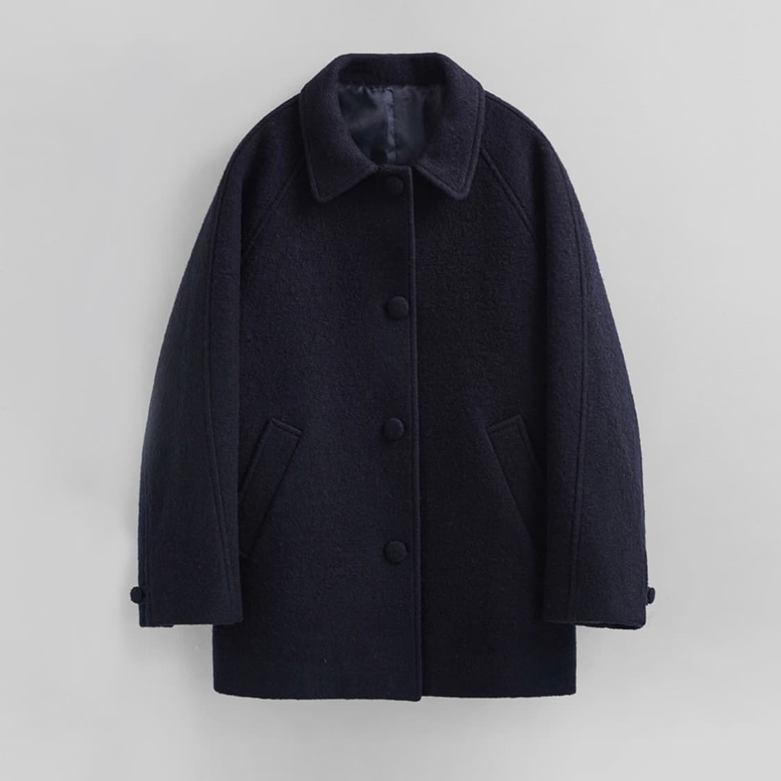 하네 엔케이스 레글런 울 하프 코트 네이비 S 상품이미지1