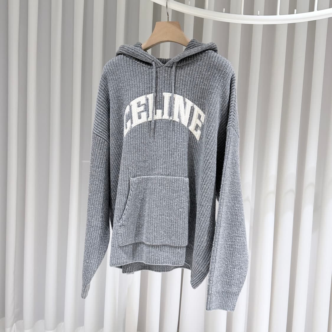 (S+/XL) / 셀린느 울 리브드 그레이 니트 후드 상품이미지2