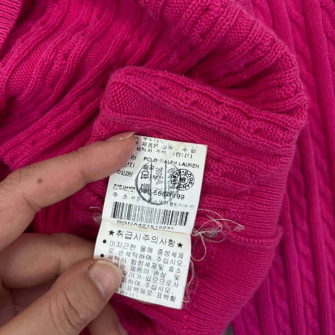 W 95 폴로랄프로렌 핑크 꽈배기 니트  상품이미지8