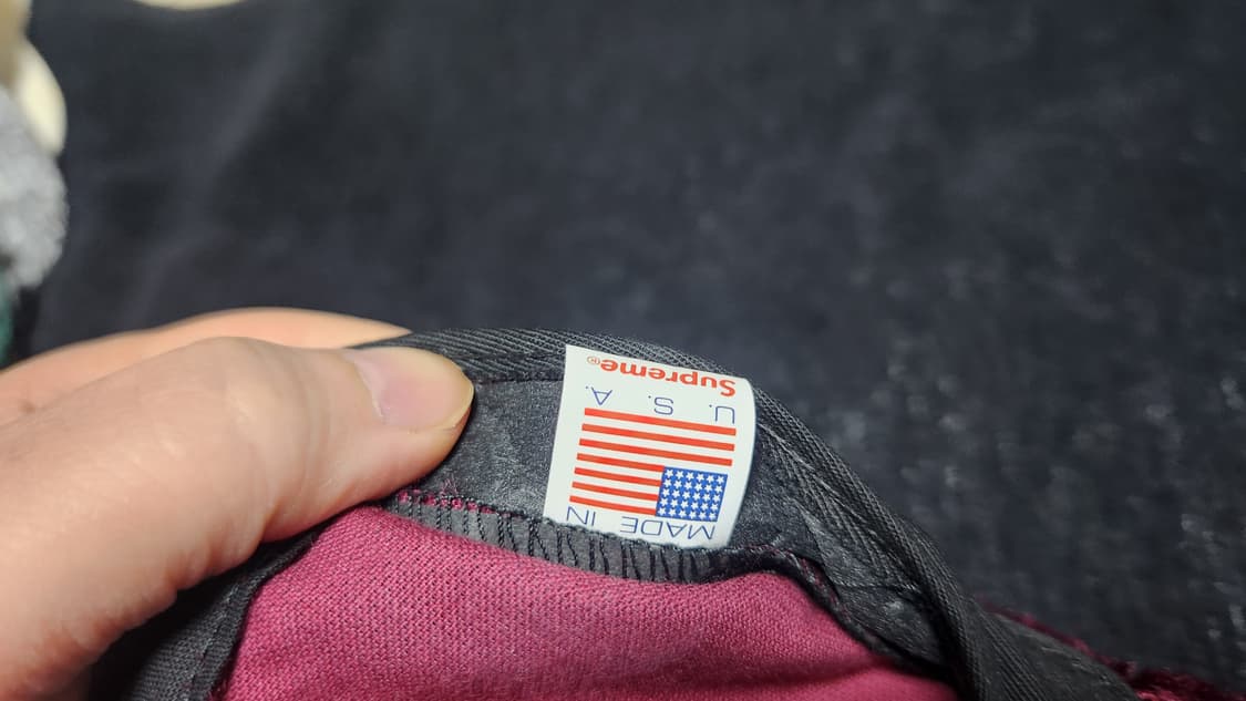 슈프림 벨벳 캠프캡 버건디 상품이미지3