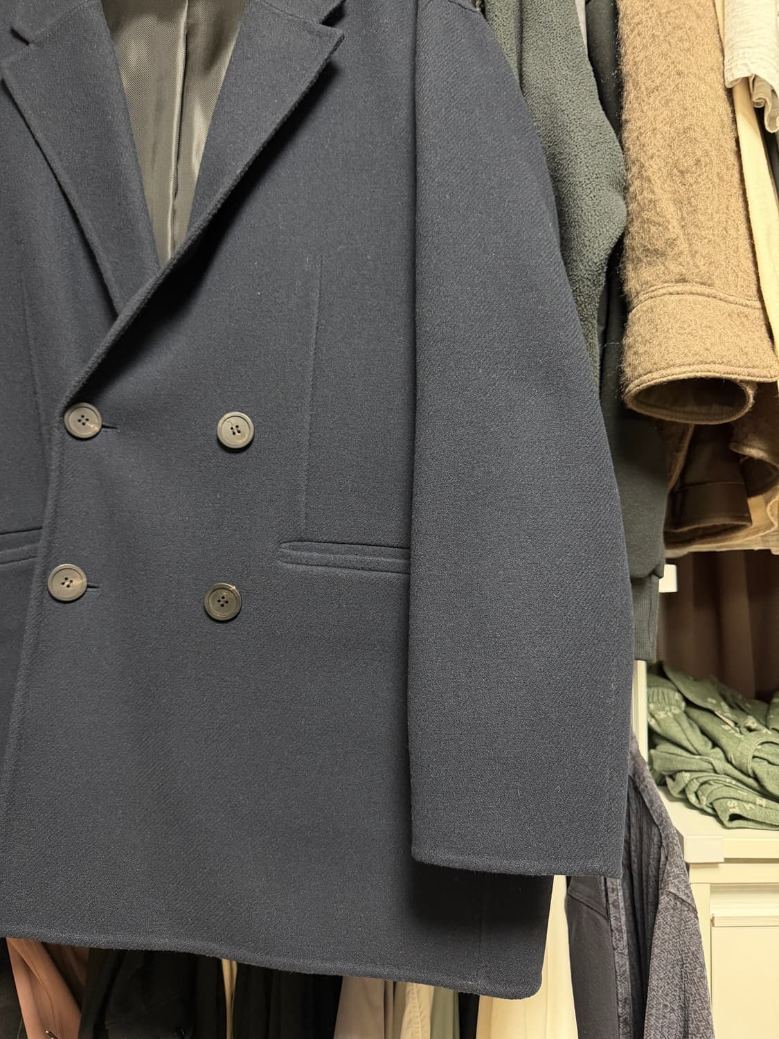 [48] 솔리드옴므 캐시미어혼방 더블 울자켓 네이비 상품이미지2