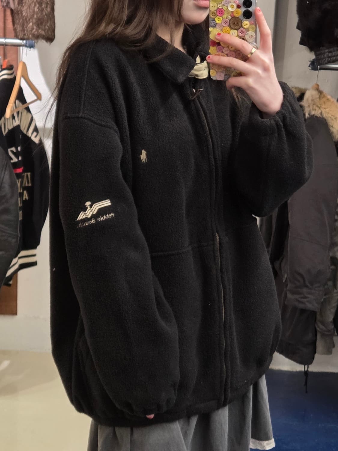 PRL 폴로 랄프로렌 블랙 플리스 스윙탑 자켓 상품이미지1