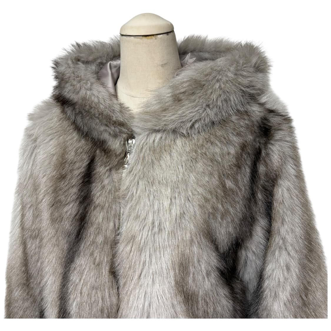 3754 그레이 크롭 후드 퍼자켓 새상품 상품이미지2