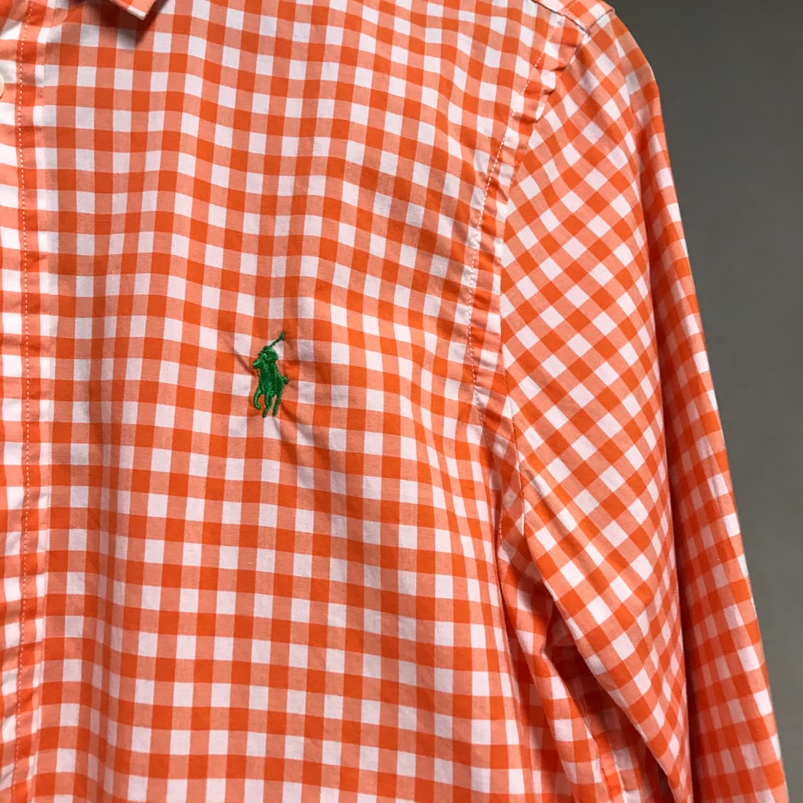 폴로 랄프로렌 깅엄 체크 셔츠 오렌지 M(W) 상품이미지4