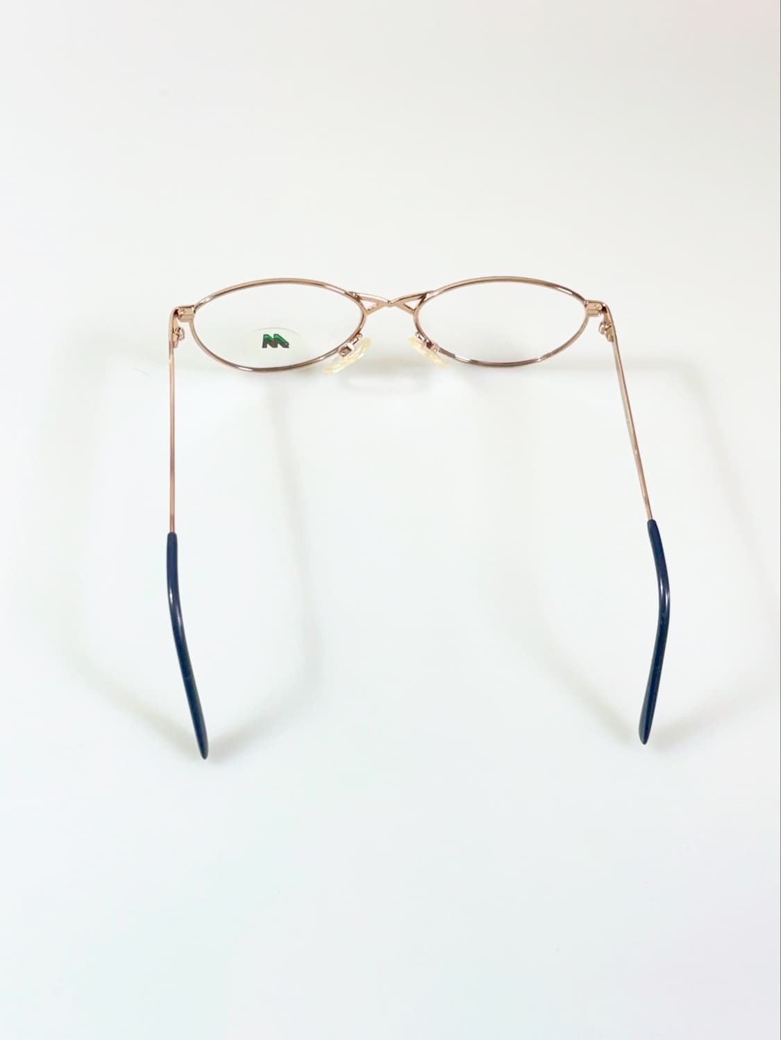 90s 독일제 MEITZLER 블루 골드 슬림 오벌 빈티지 안경 상품이미지5