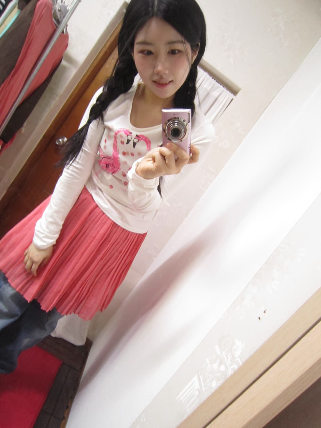 JPN pleats pink skirt 상품이미지2