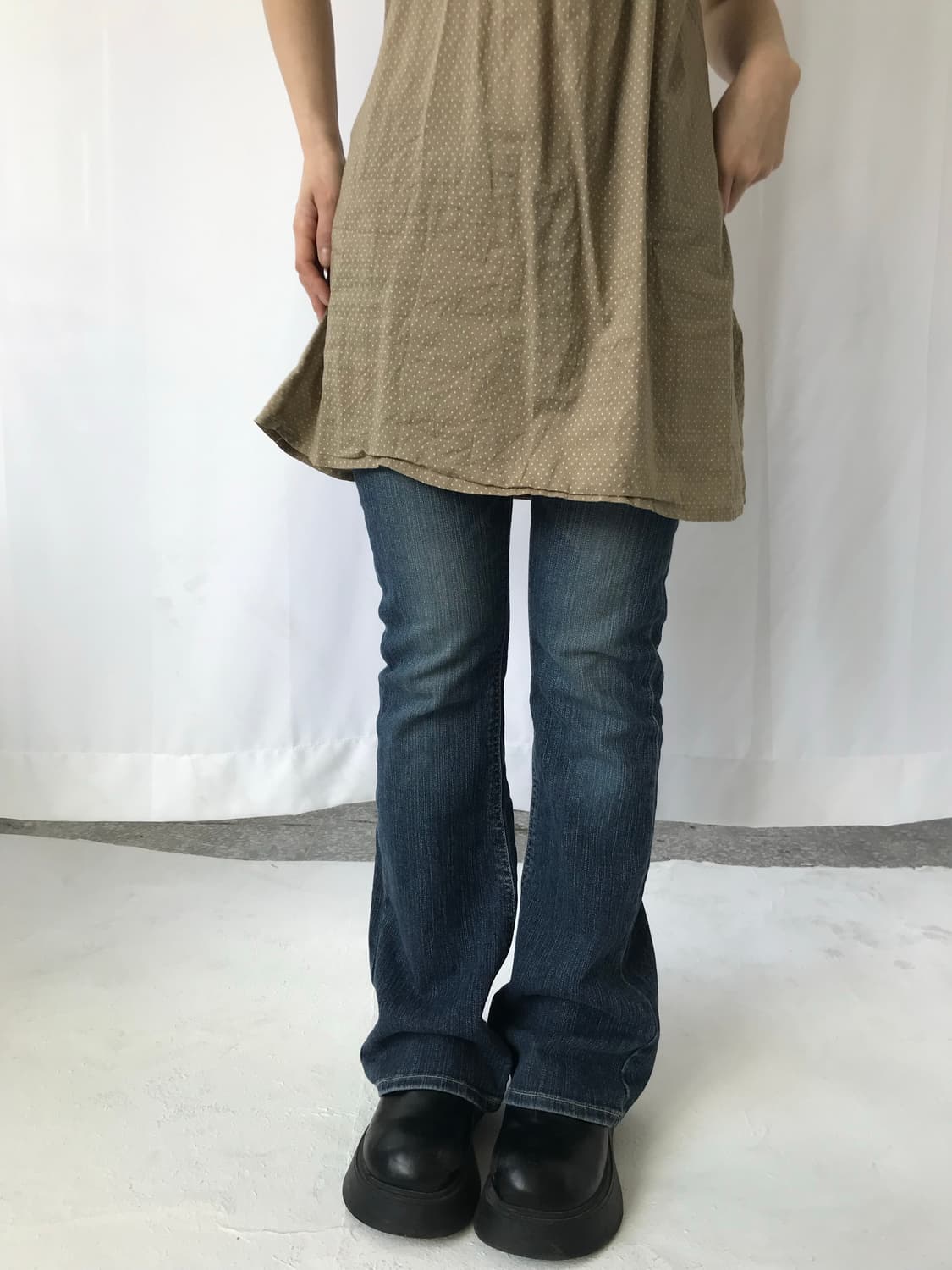 올리브 도트 빈티지 드레스 상품이미지5