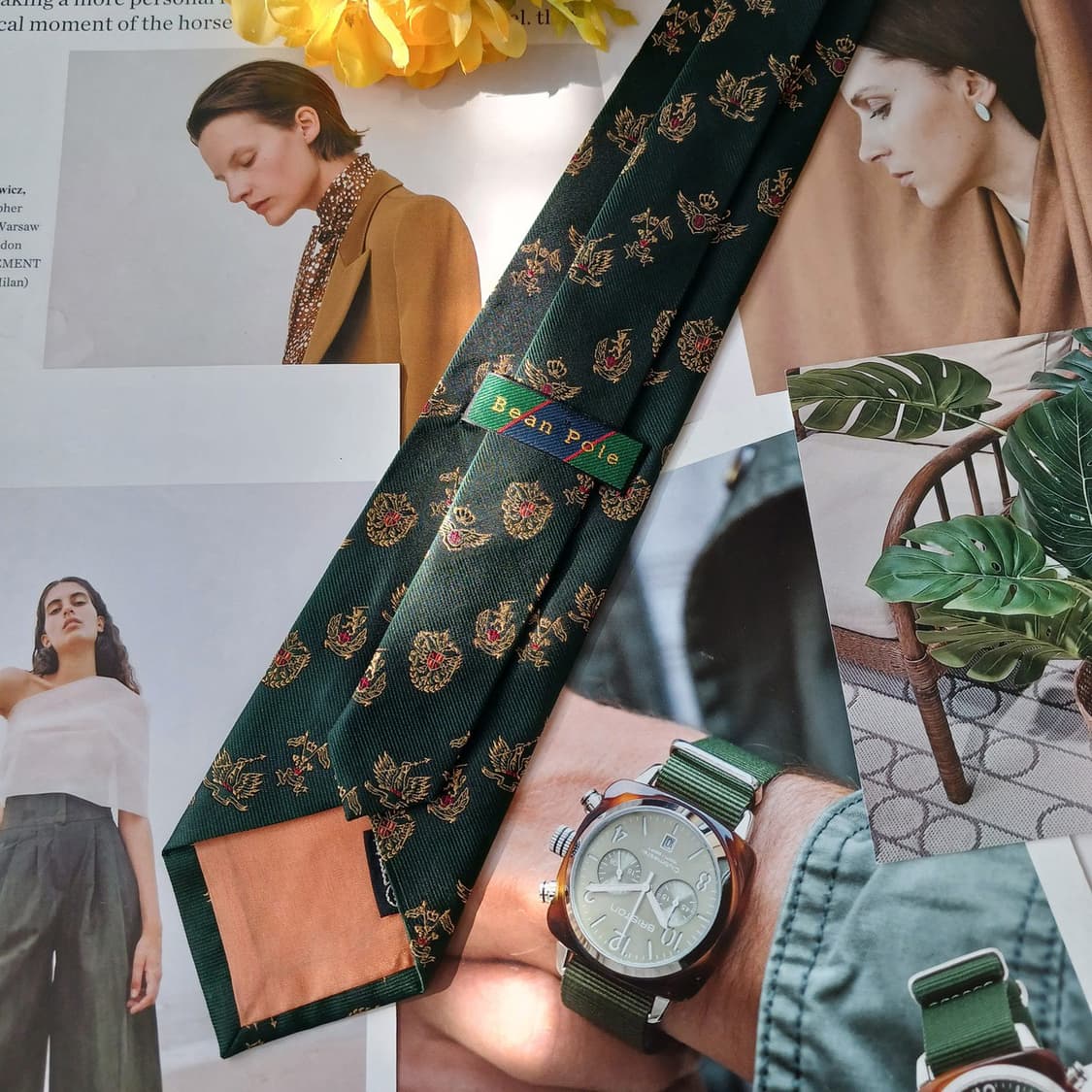 빈폴 실크 다크그린 엠블럼 패턴 넥타이 8.5cm A+등급 A18939
 상품이미지3