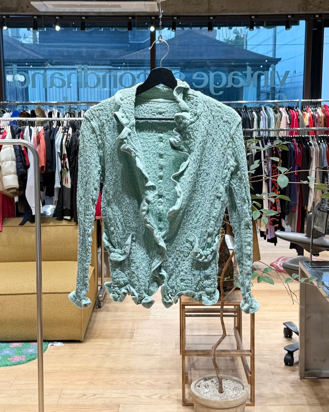 이세이미야케 미 그린 러플 가디건  상품이미지1