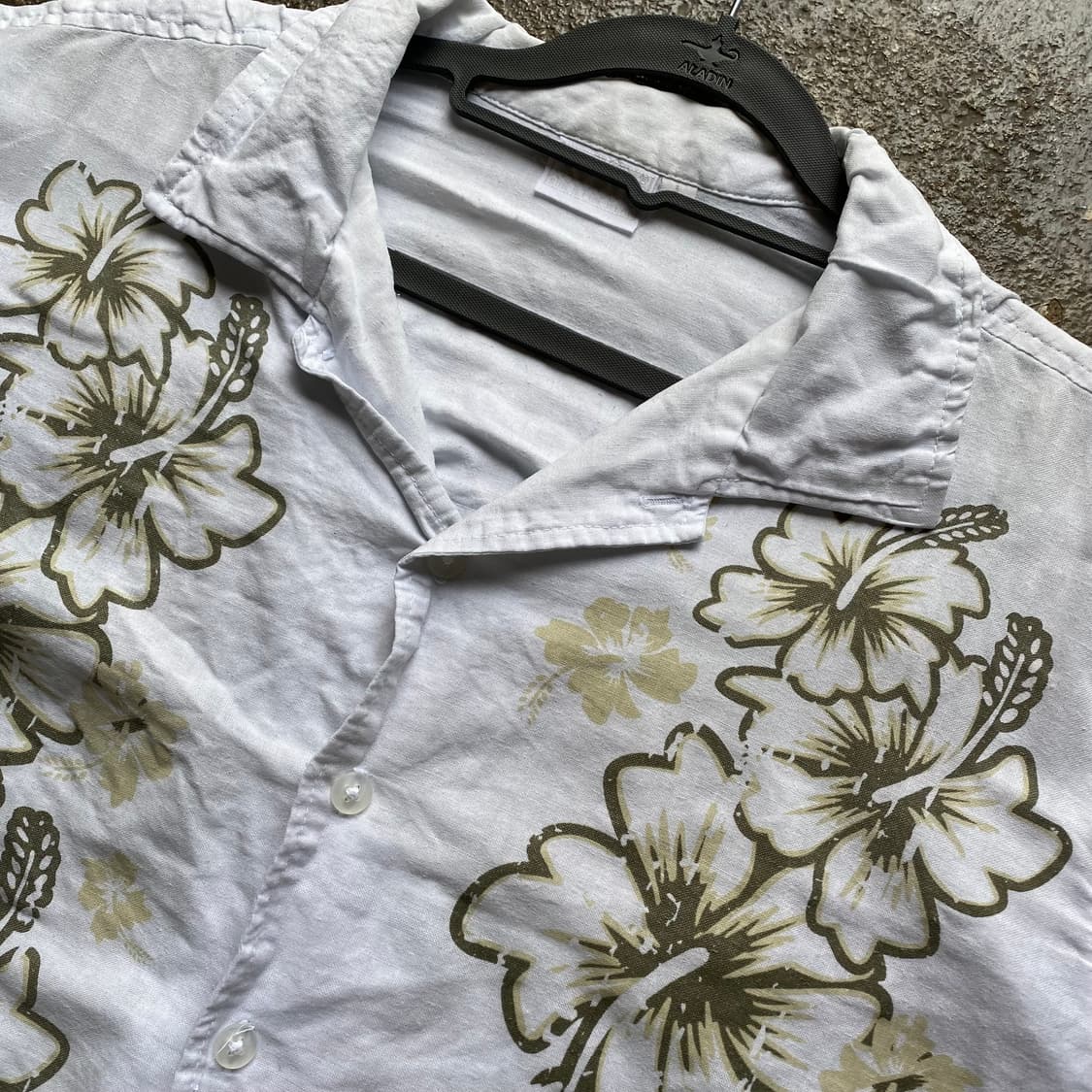 빈티지 하와이안 플라워 반팔 셔츠 화이트 상품이미지2