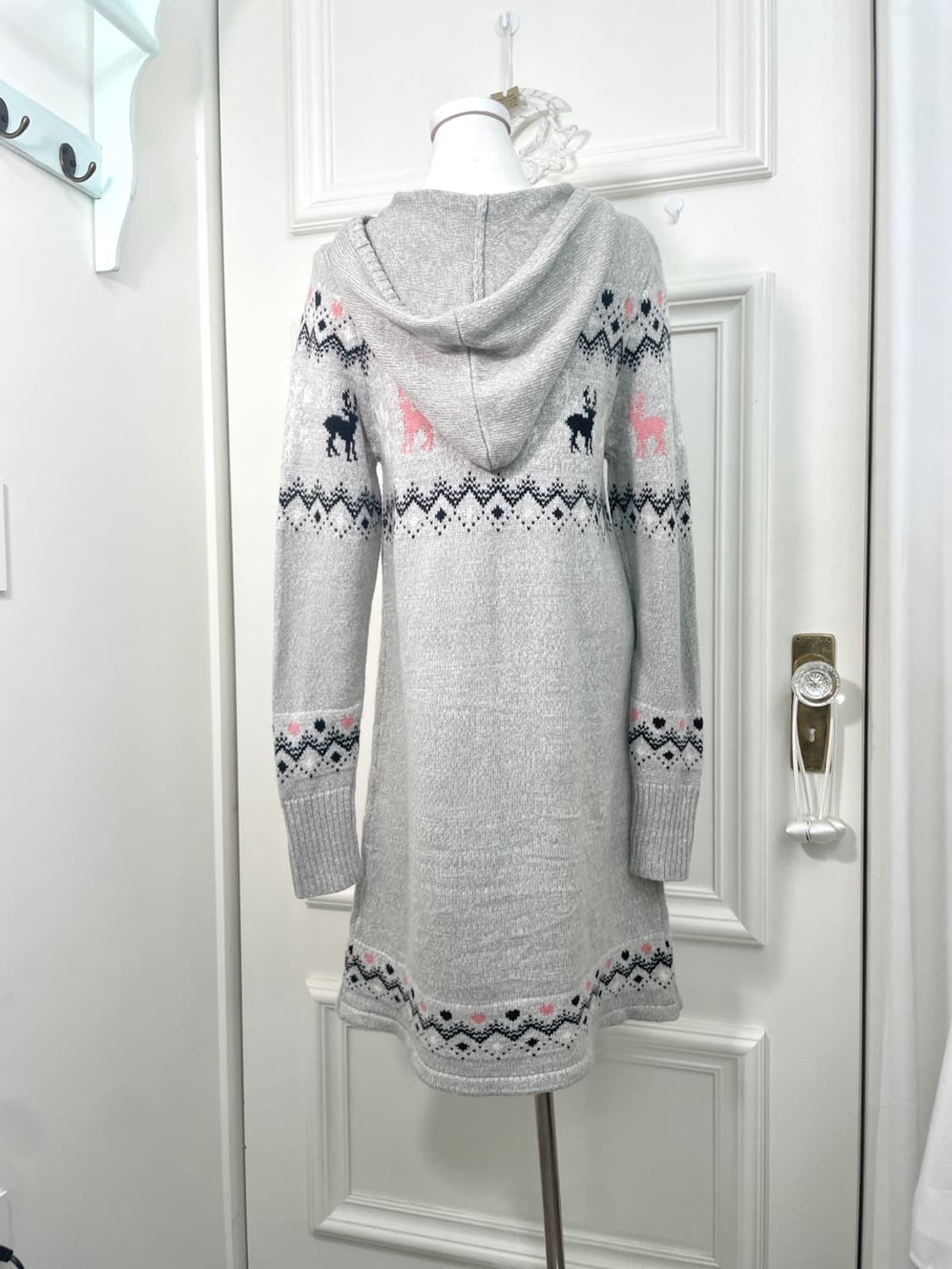 sheer gray heart nordic pattern hoodie o 상품이미지2