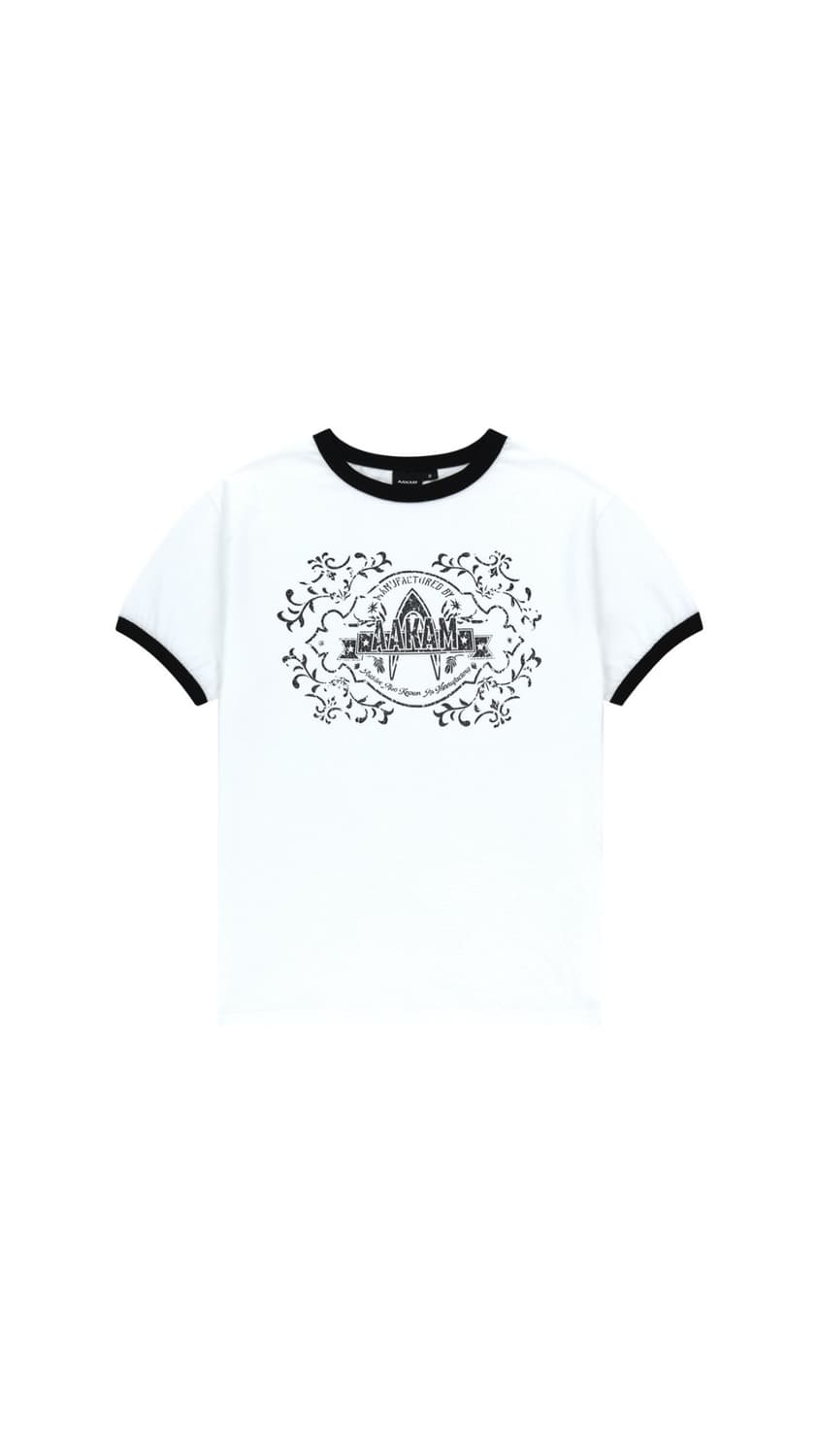 아캄 stamp printed ringer top (white) 링거티 상품이미지1