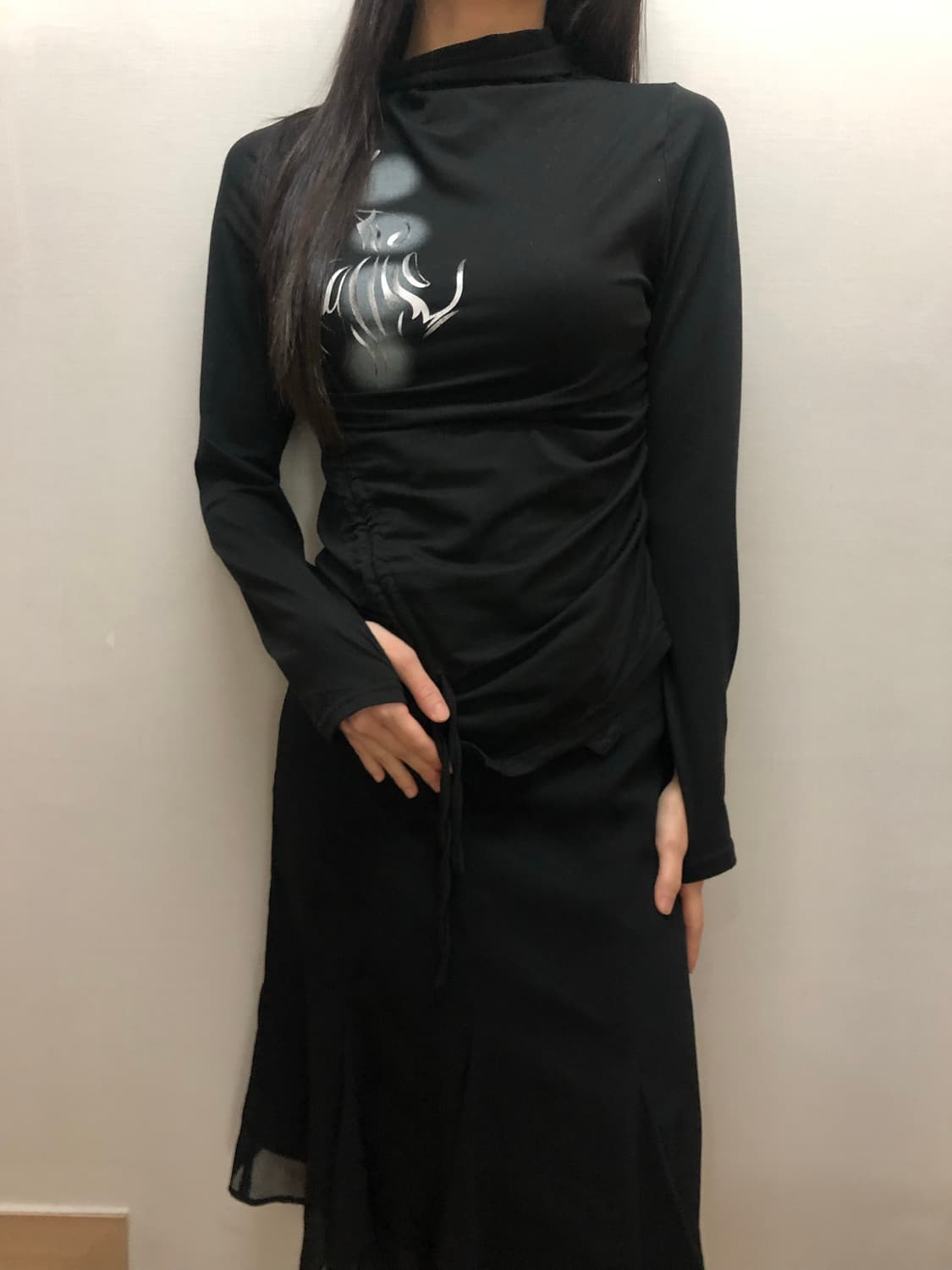 빈티지 블랙 오리엔탈 셔링 탑 상품이미지7