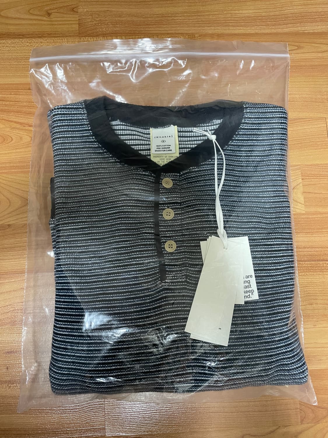 카키스 와플 헨리넥 롱슬리브 블랙 상품이미지1