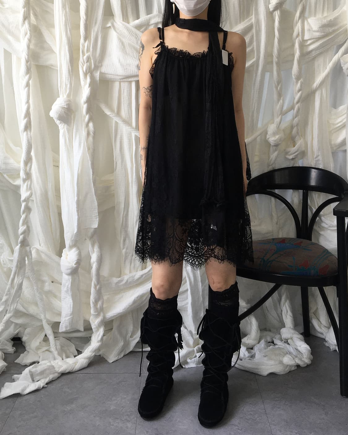 Flower pattern lace sleeveless onepiece 상품이미지1