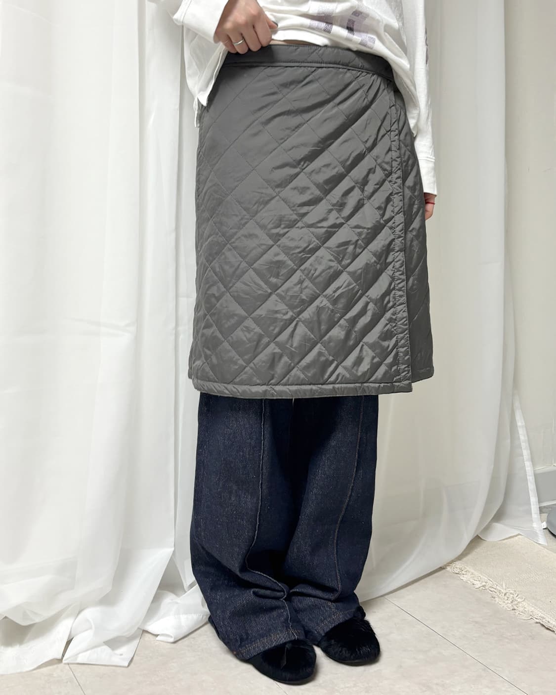 카모플라쥬 퀼티드 리버서블 랩 스커트 상품이미지3