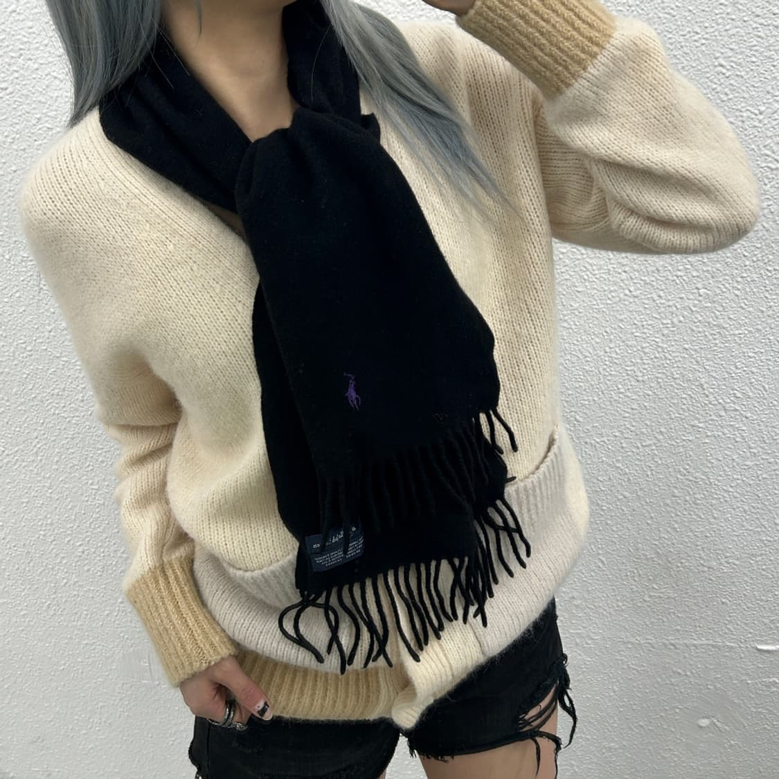 폴로 랄프로렌 퍼플포니 블랙 울 머플러 상품이미지2