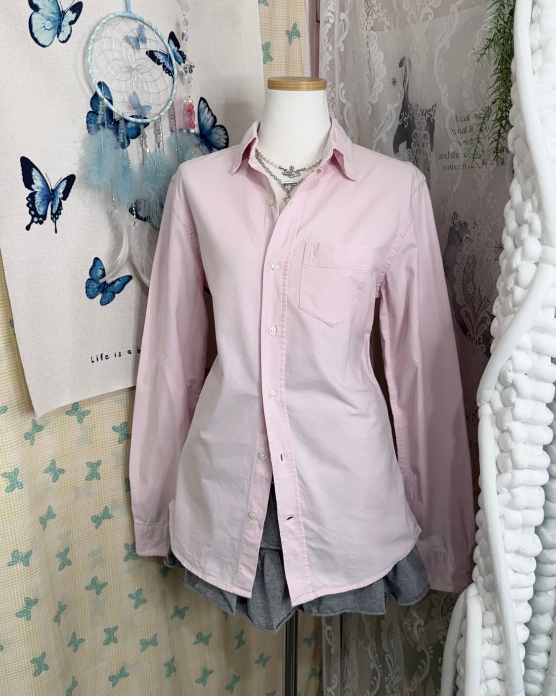 갭 핑크 슬림핏 셔츠 상품이미지5