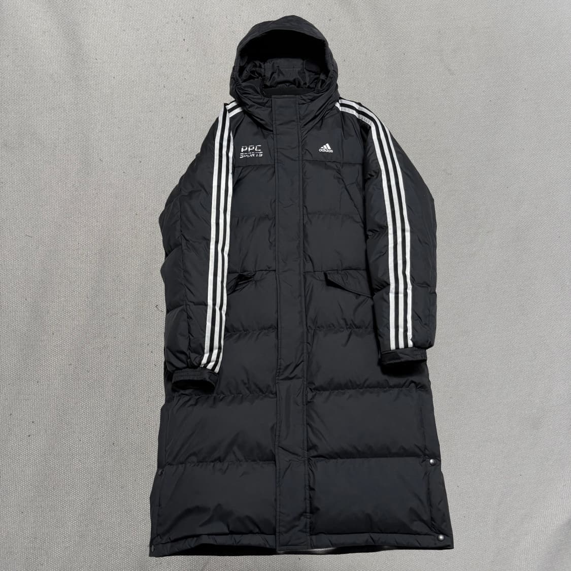 XL 아디다스 구스다운 삼선 블랙 롱패딩 상품이미지2