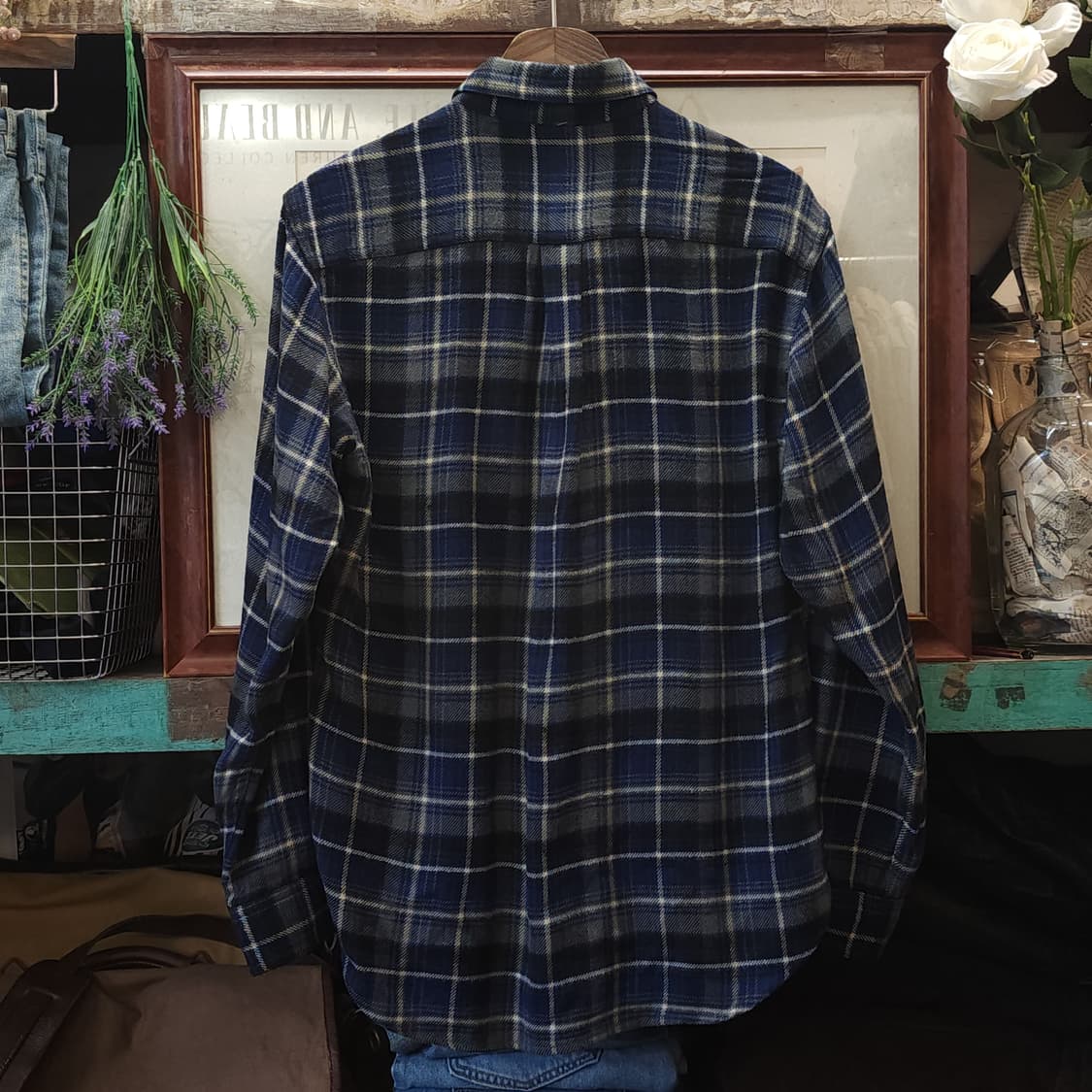 90s 아메리칸 빈티지 체크셔츠 플란넬 셔츠 워크셔츠 블루 m 상품이미지2