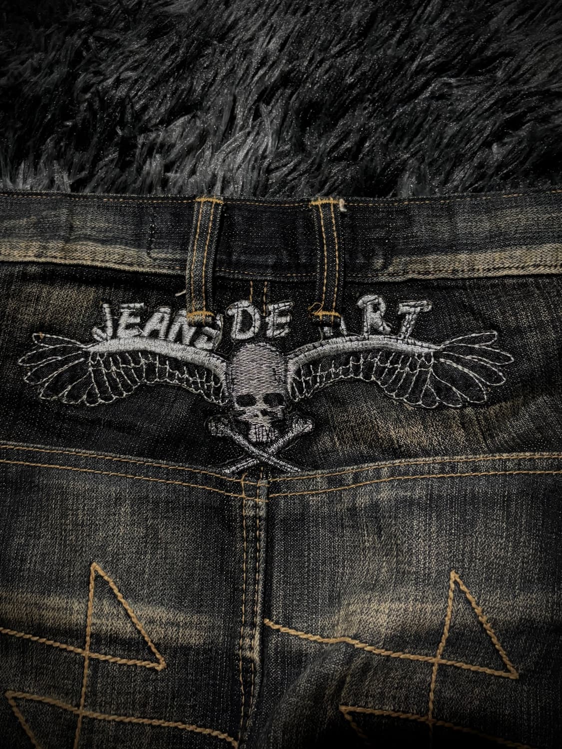 JEANS DE ART 옐로우 워싱 멀티포켓 백 윙자수 데님 카고팬츠 상품이미지9