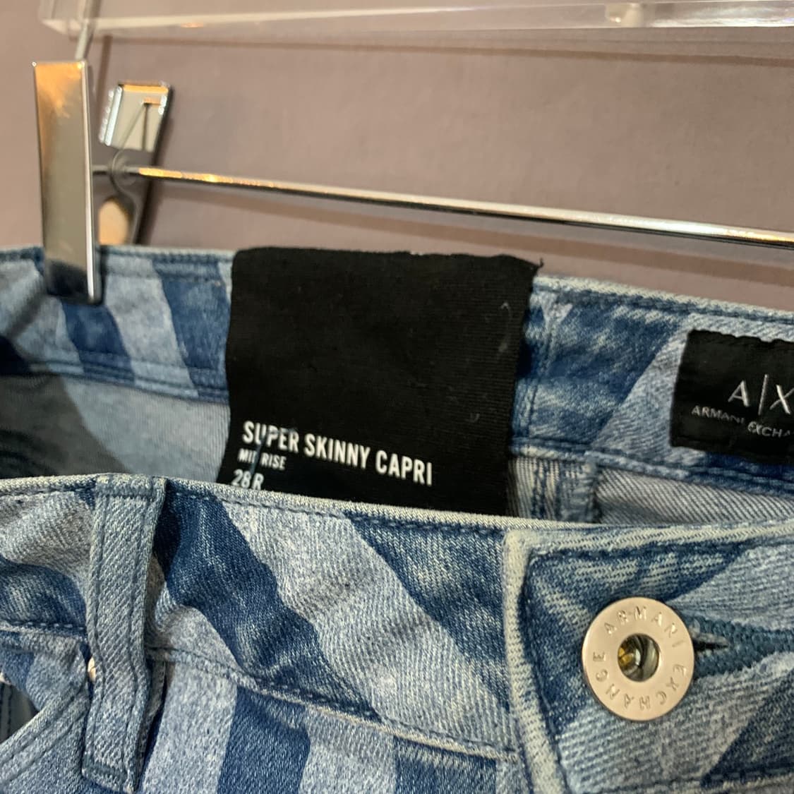 28인치 아르마니익스체인지 스트라이프 스판 스키니 카프리 데님 청바지 상품이미지6