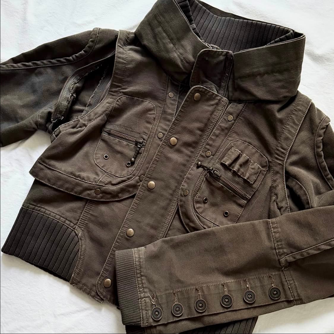 00's 해체주의 하이넥 3way 아카이브 절개 베스트 스터드 앤틱 자켓 상품이미지1