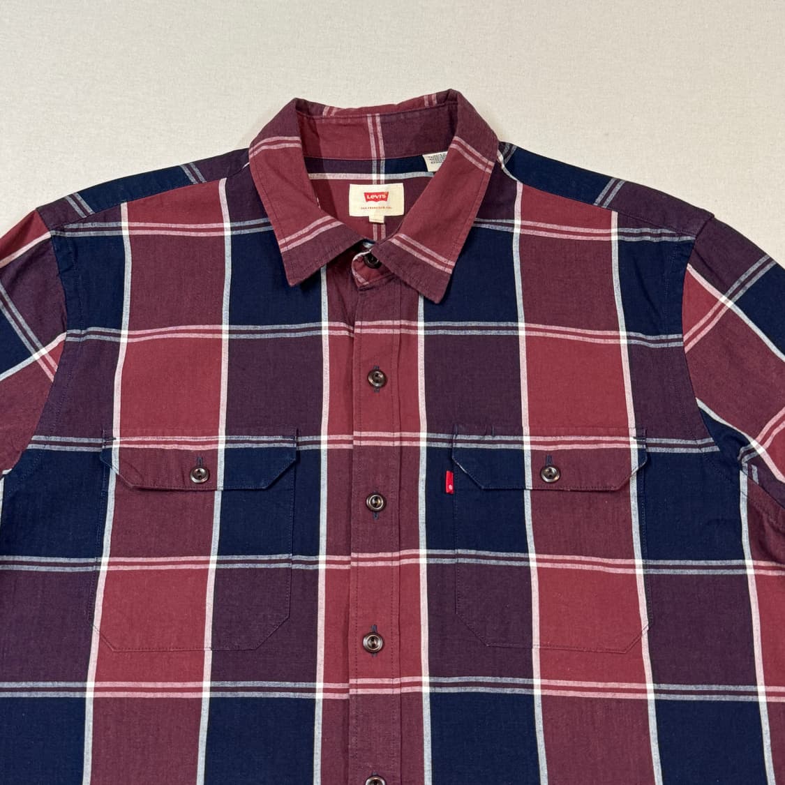 L) 리바이스 투포켓 레드/네이비 체크 셔츠 상품이미지3