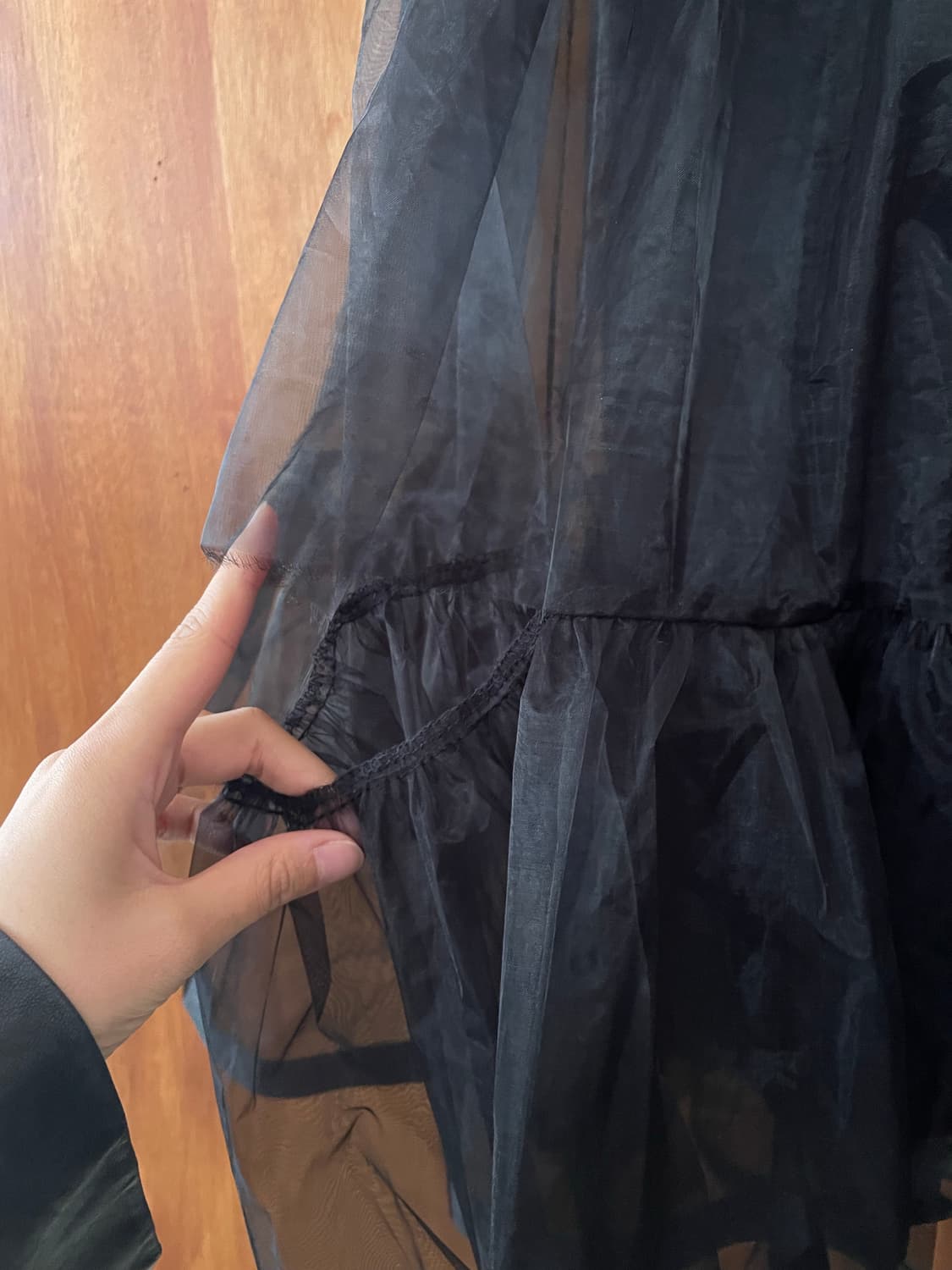 Black organza tiered long skirt 상품이미지4