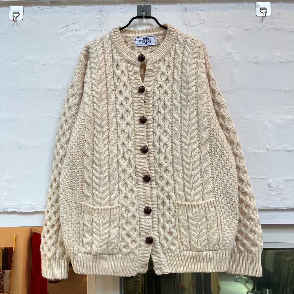 John Molloy 아이리쉬 울 가디건 스웨터 오트밀 OS 상품이미지1