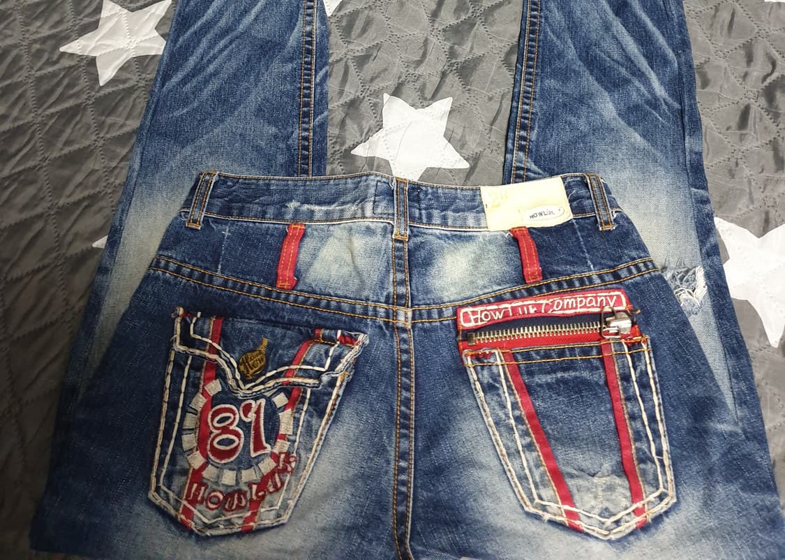 HOWLUK 로우라이즈 Y2K 슬림핏 투버튼 빈티지워싱 데님팬츠 (M) 상품이미지3