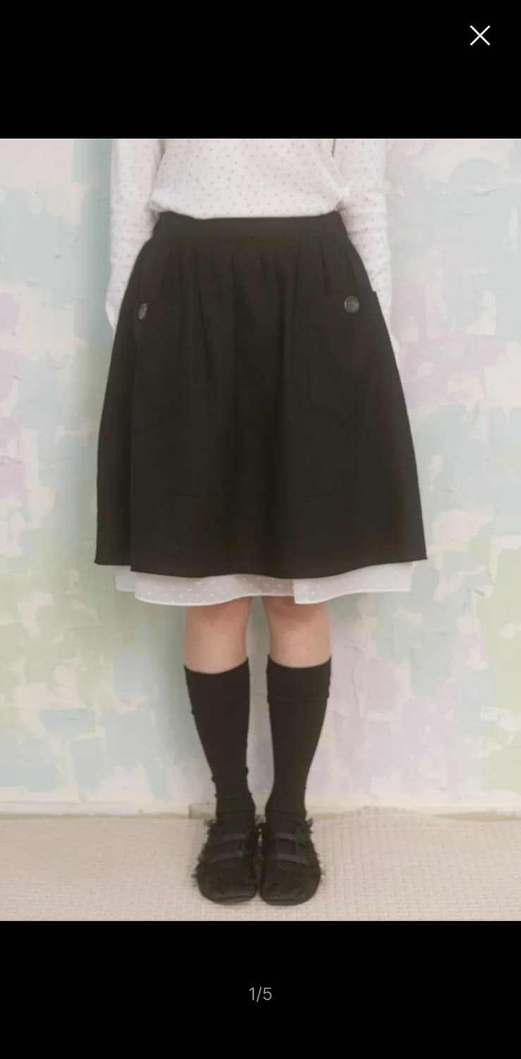 나이엔 빅 포켓 미디스커트 블랙 상품이미지1