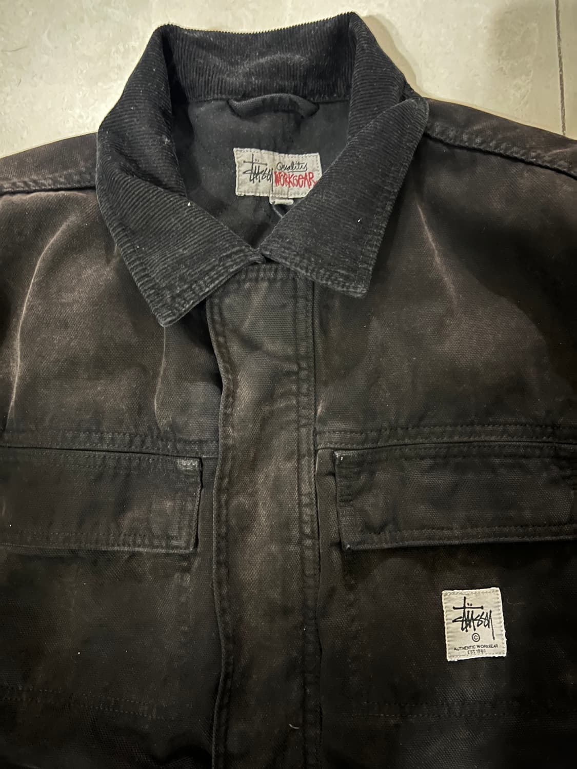 Stussy 워시드 캔버스 샵 자켓 블랙 상품이미지5