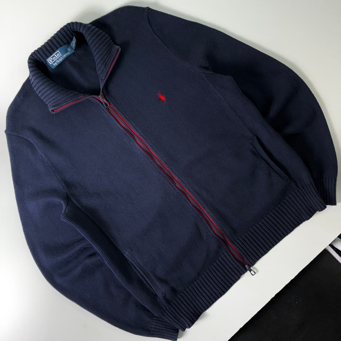 Polo  폴로 랄프로렌 자수 코튼 네이비 투웨이 니트집업l 상품이미지2