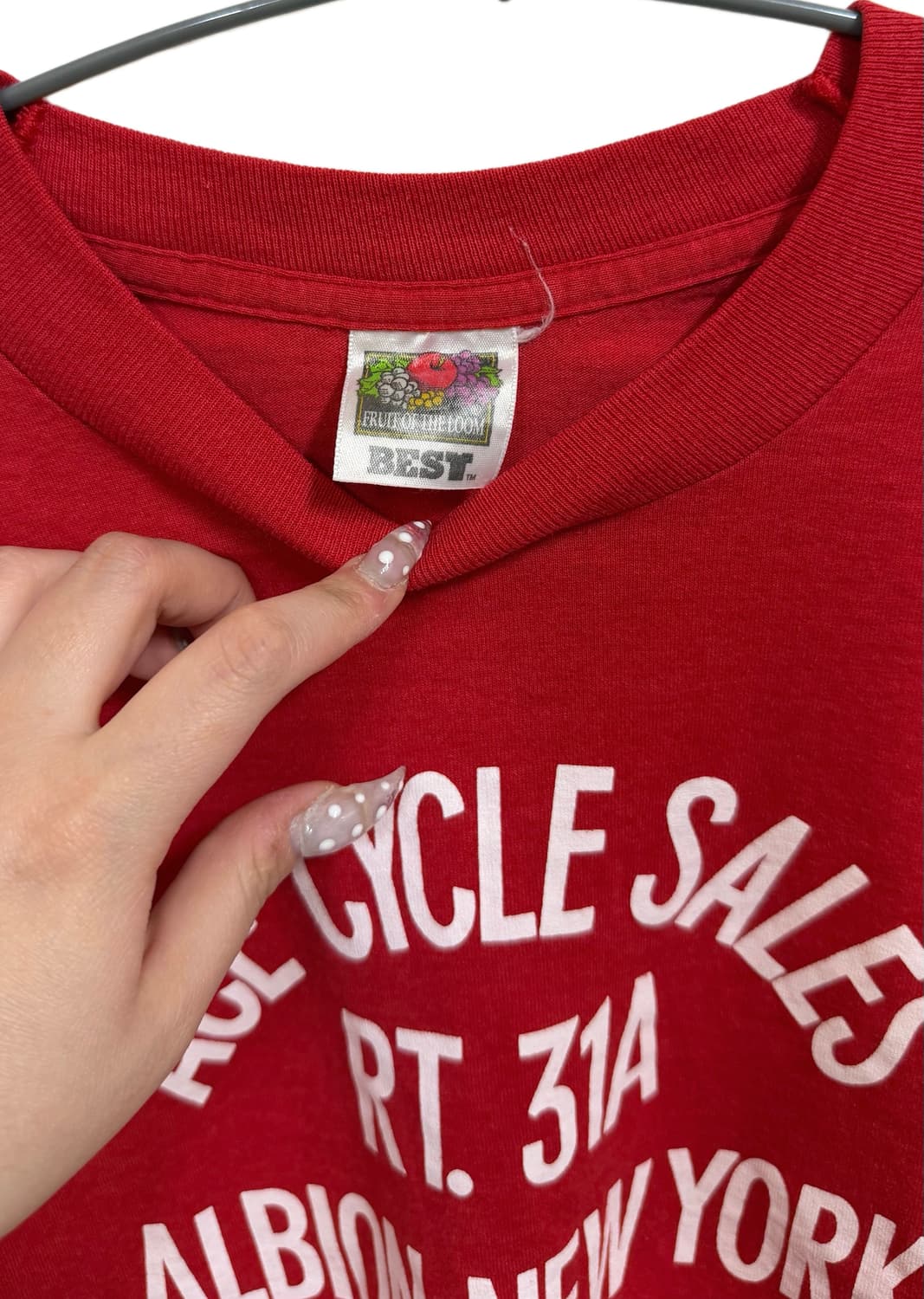 90s fruit of the loom usa 빈티지 레드 티셔츠 상품이미지2