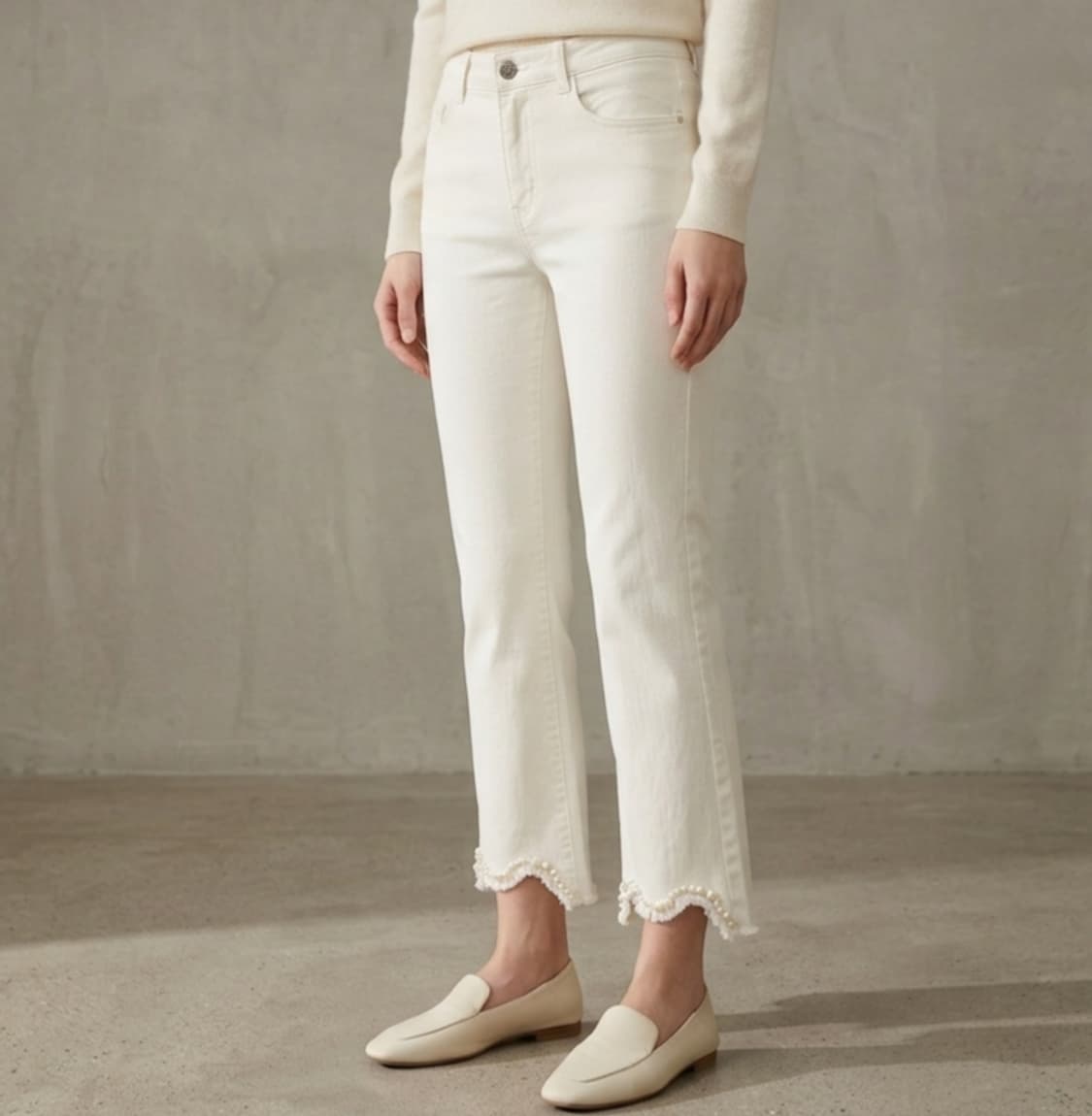 [25]오즈세컨 진주 디테일 헴라인 팬츠 상품이미지1