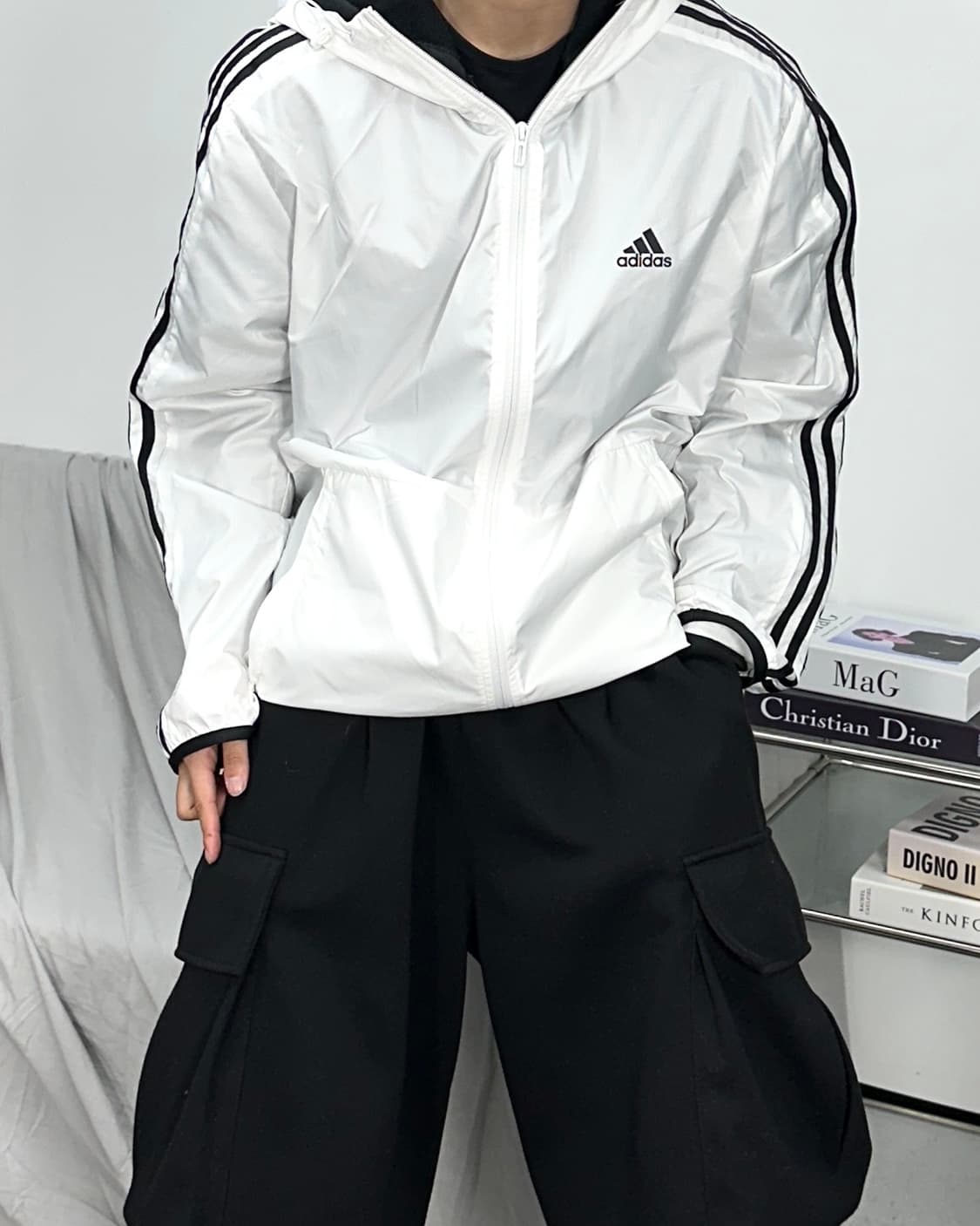 아디다스 화이트 바람막이 XL 상품이미지2