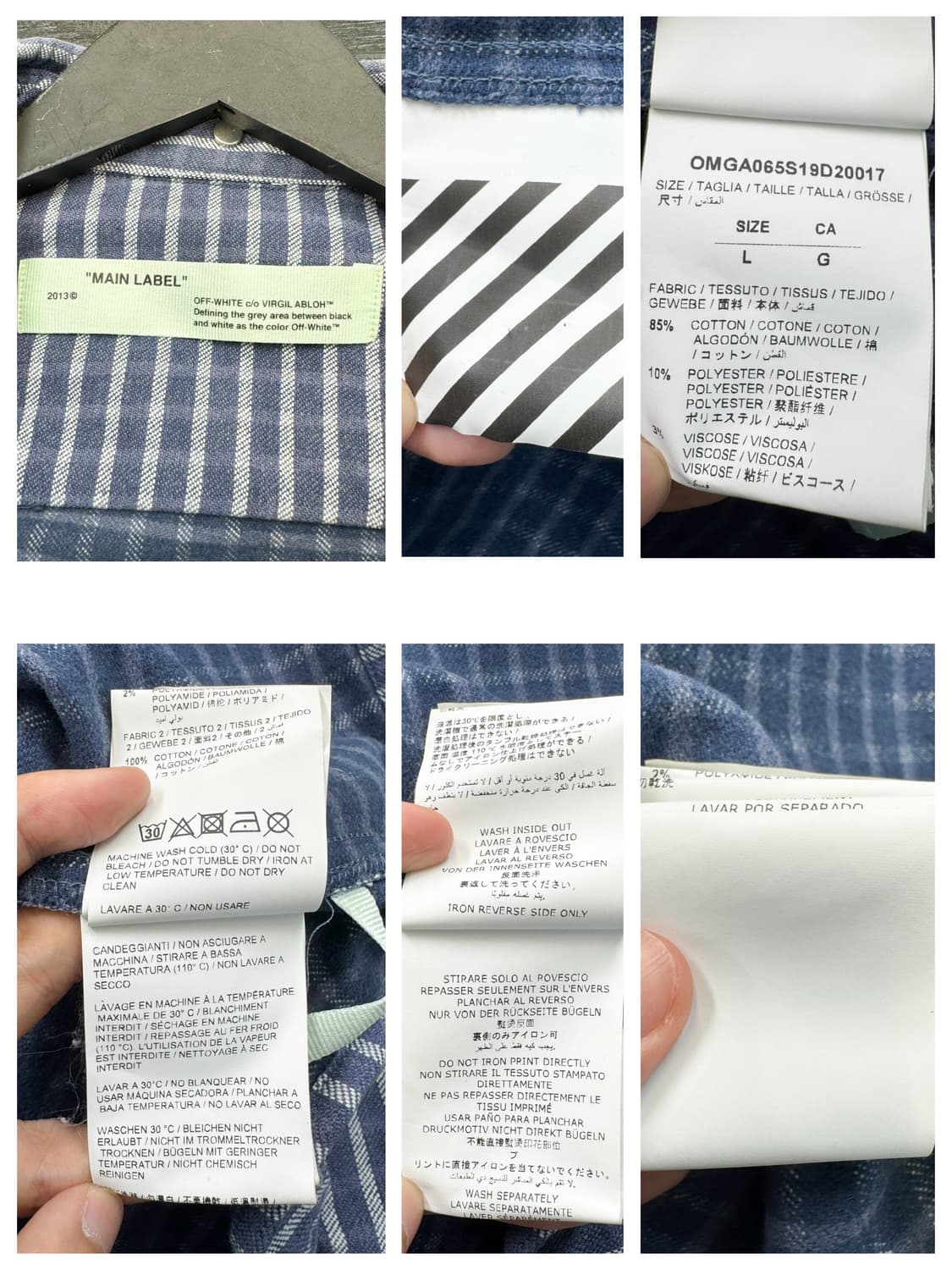 오프화이트 19s/s 다이애그 스트라이프 스컬 집 셔츠 상품이미지7