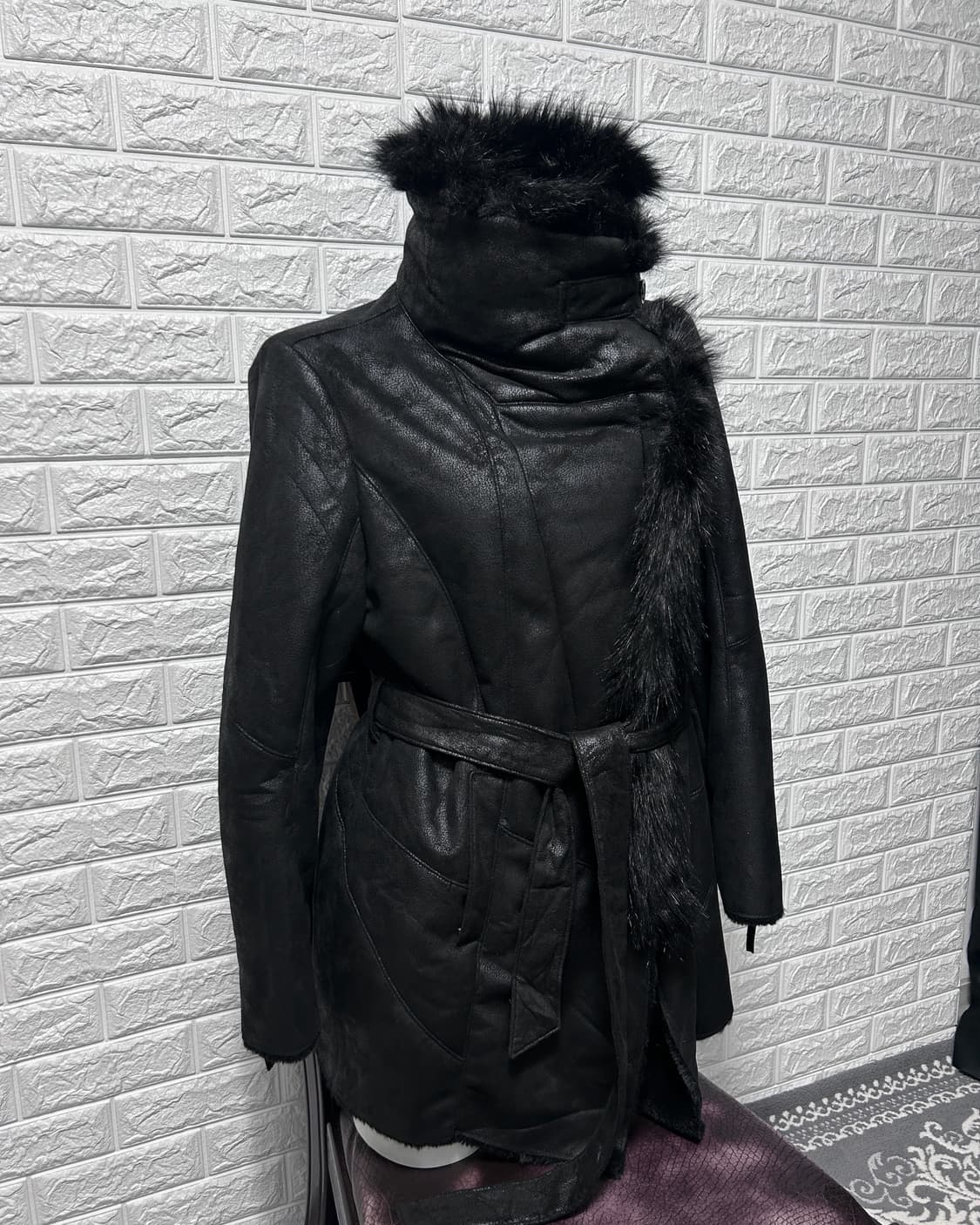 고딕 퍼 카라 시어링 코트 자켓 상품이미지2