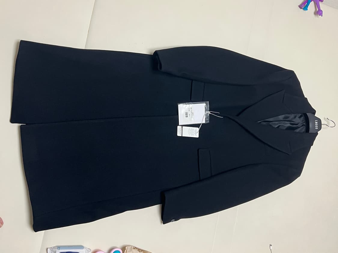 엘무드 빅맘 헤링본 싱글 코트 블랙 상품이미지3