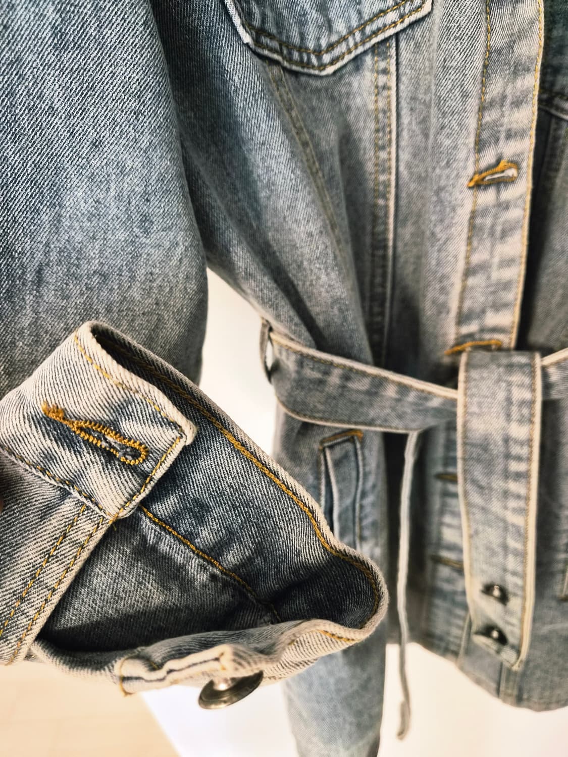 (벨트세트) 빈티지 워싱 데님 롱 자켓 / 하프 코트 상품이미지3