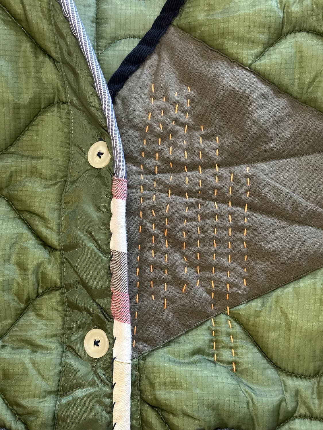 M65 필드 자켓 라이너 사시코 & 패치워크 리메이크 커스텀 - L 상품이미지2