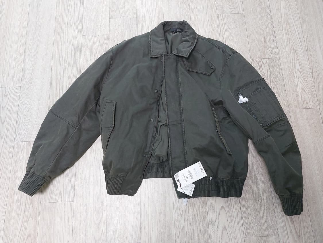 자라 왁스드 이펙트 워시드 자켓 카키 상품이미지2