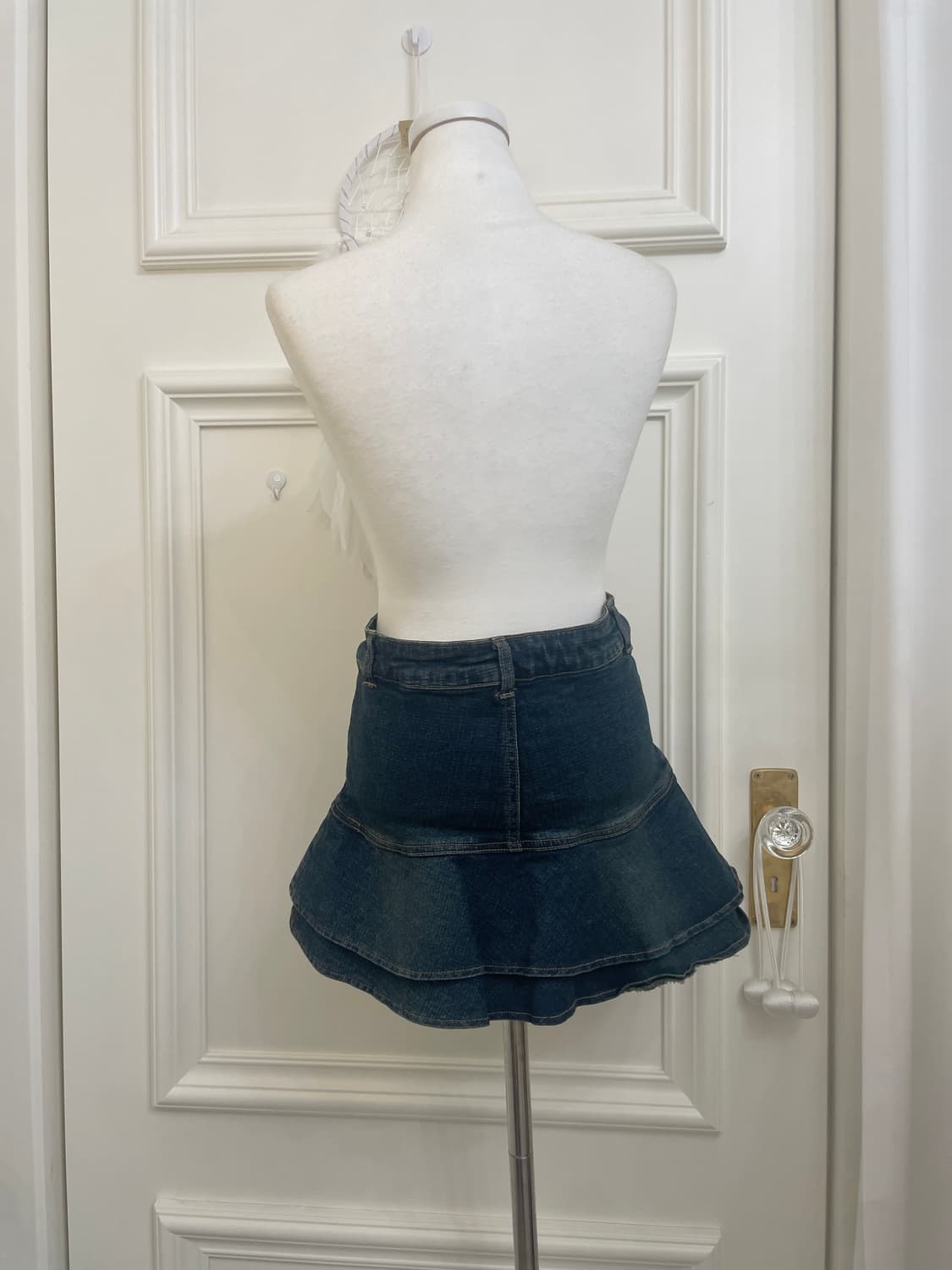 denim ruffle layered mini skirt 상품이미지3