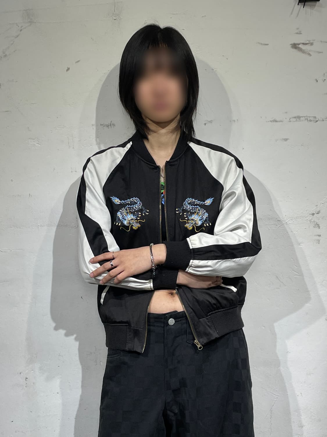 일본빈티지 오리엔탈 용 자수 빈티지 스카쟌 M 상품이미지1