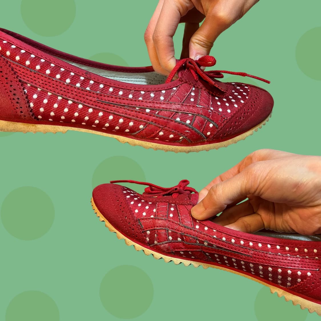 오니츠카 타이거 도트 레드 플랫슈즈 상품이미지4