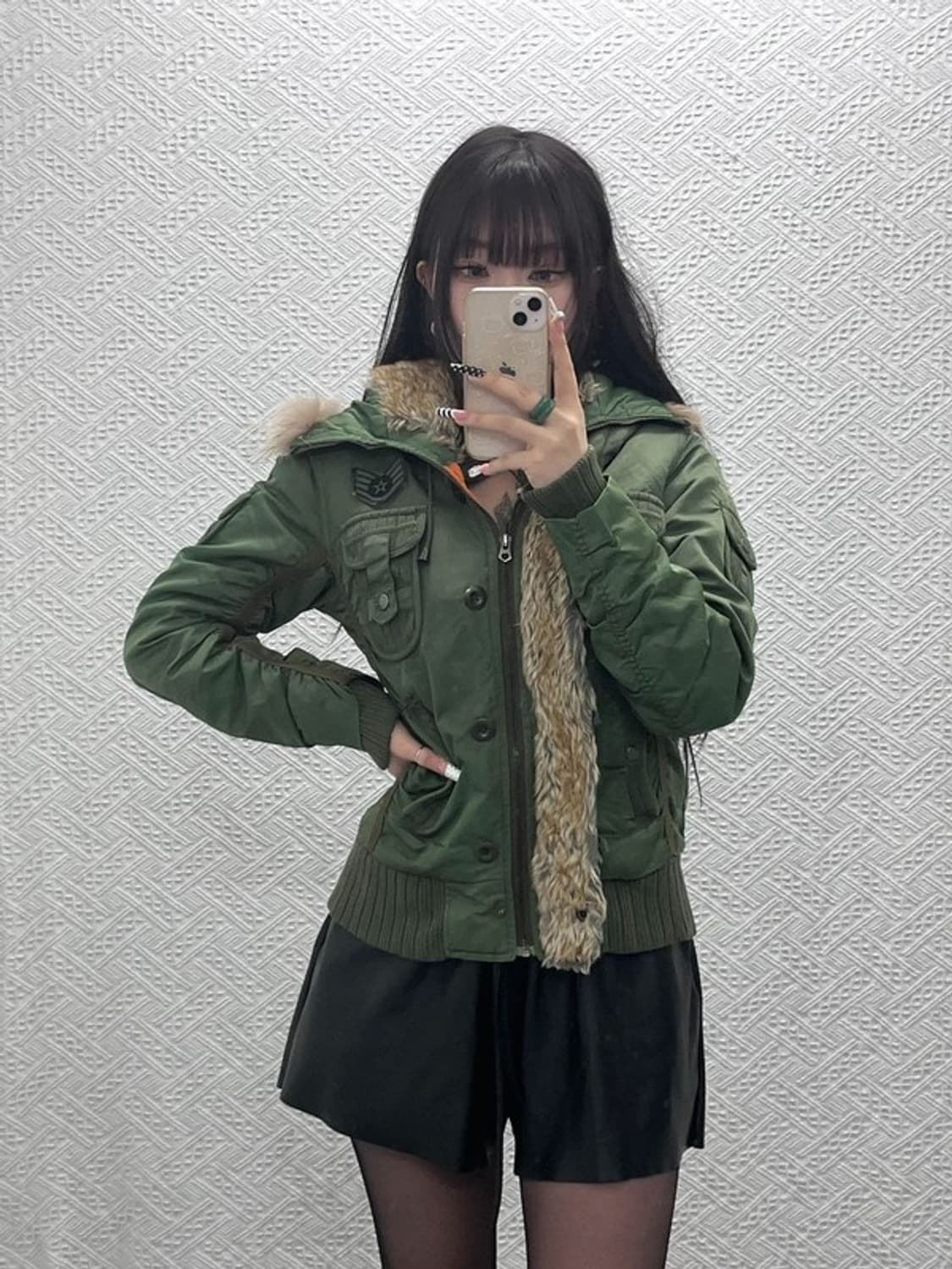 아비렉스 Y2K 레트로 펑크 말차카키 항공점퍼 자켓 M C10411 상품이미지2