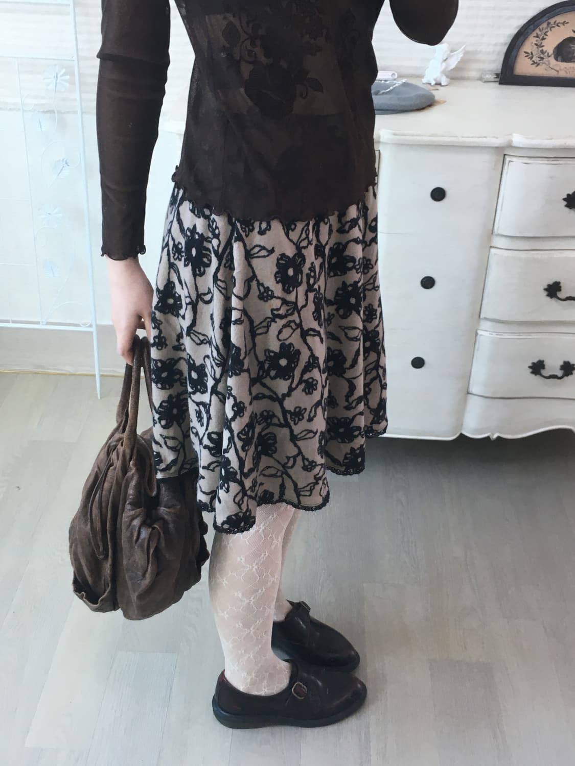 일본빈티지 앤틱 플라워 레이스 스커트 상품이미지6