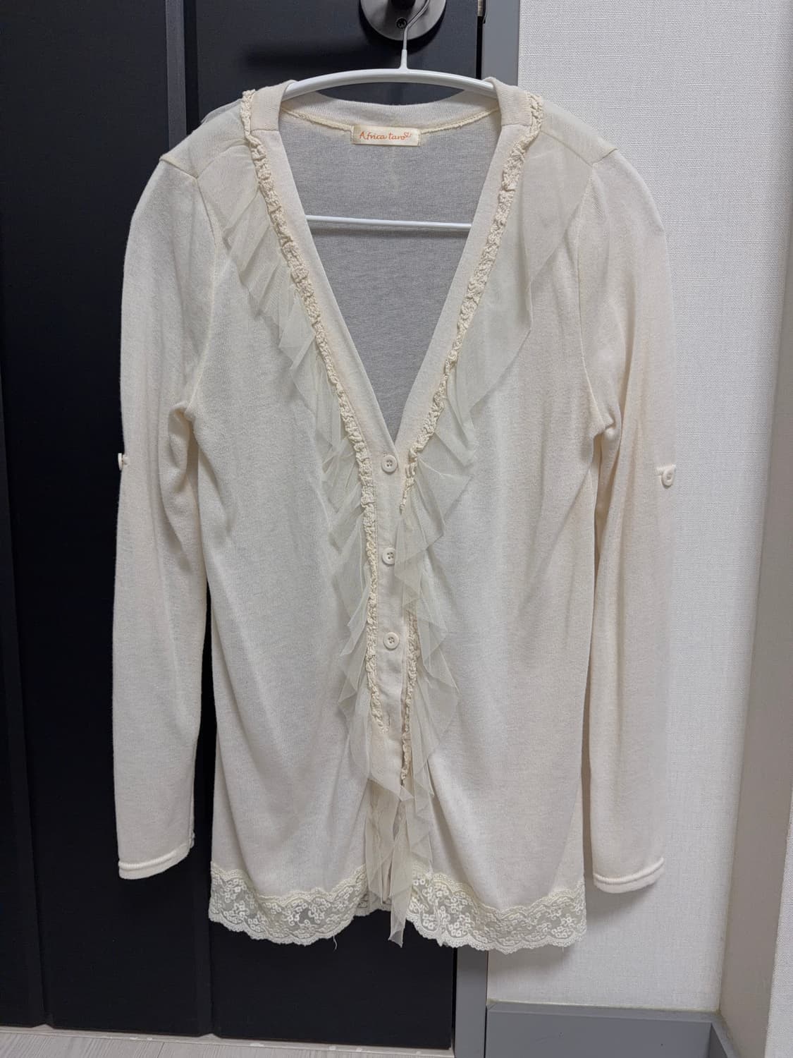 일본 빈티지 프릴 래이스 가디건 상품이미지1